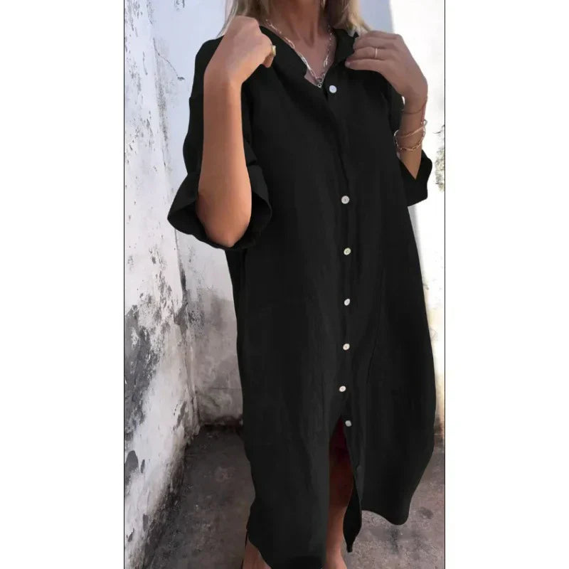 Lässiges Damen Langhemdkleid