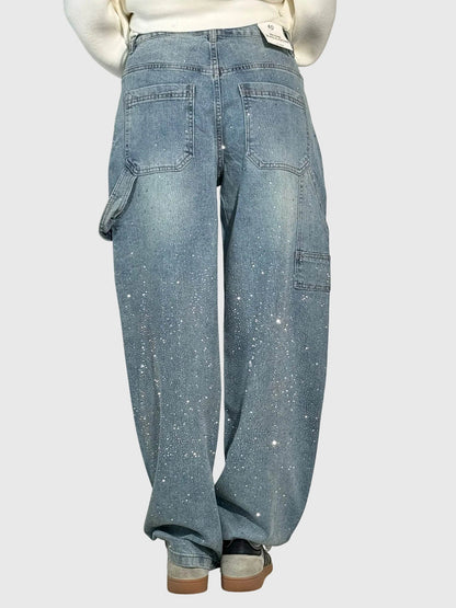 Damen Glänzende Diamant Jeanshose