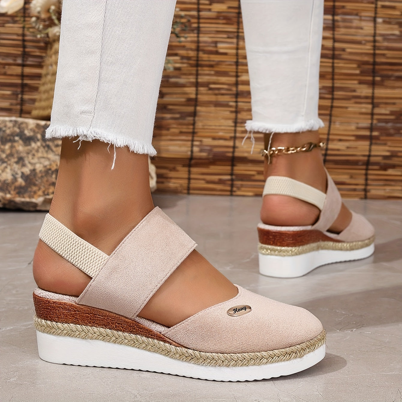 Damen Sandalen Auf Plattform Rutschfest Elastisch
