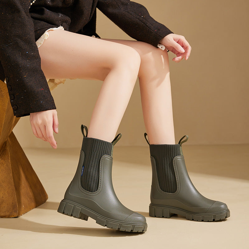 Damen Regenstiefel Wasserdicht Gummistiefel Schwarz - Norvielle