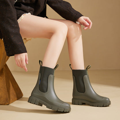 Damen Regenstiefel Wasserdicht Gummistiefel Schwarz - Norvielle