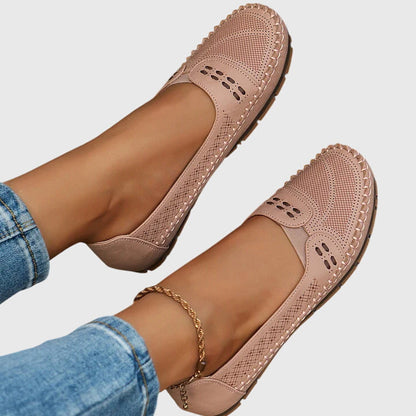 Damen Lässige Loafer Perforiert Beige