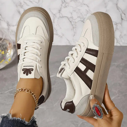 Damen Sneaker Retro Schnürschuhe Bequem