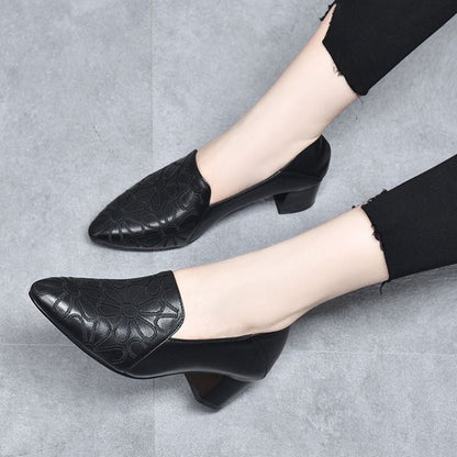 Vegane Leder Pumps Damen Weich Stickerei - Norvielle