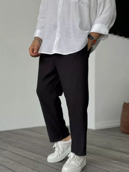 Herren Freizeithose Gerippt Bequem Grau