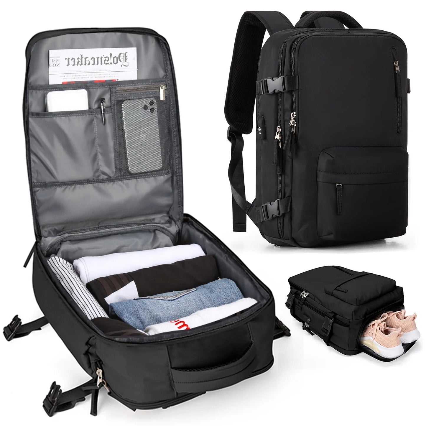 Damen Reise-Rucksack 35L Wasserdicht mit USB-Anschluss