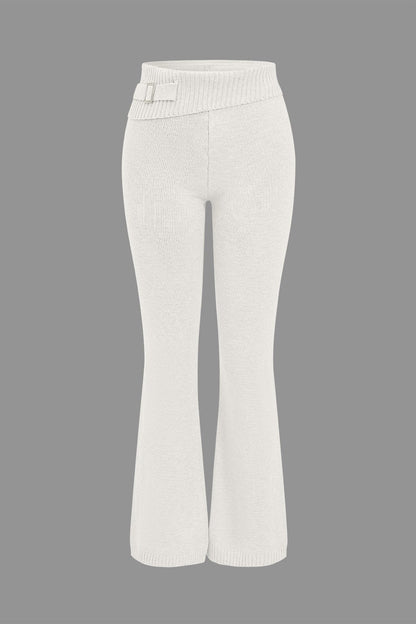 Damen Strick-Set Kapuzenjacke Schlaghose