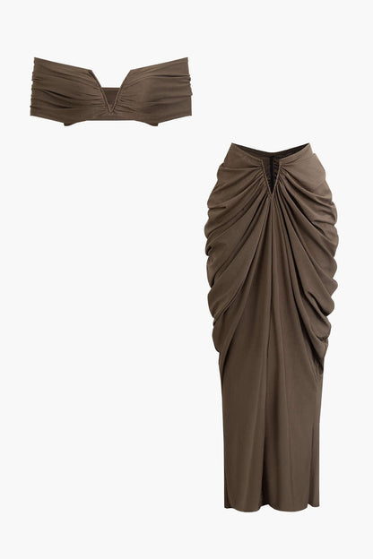 Elegantes Damen Off-Shoulder-Set mit Drapierung