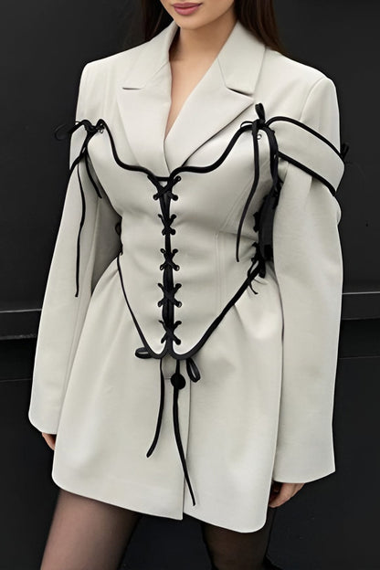 Damen Zweiteiler-Set Blazer Korsett-Schnürung