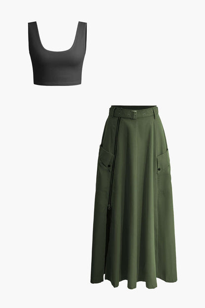 Damen Zweiteiler-Set Crop- Maxirock