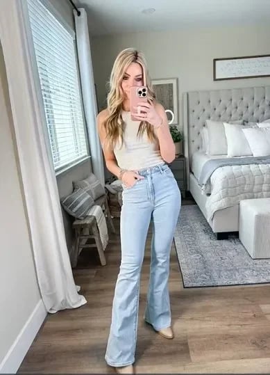 Hohe Damen-Schlaghose Retro-Style Zeitloser Schnitt