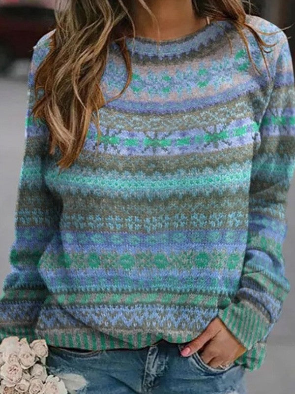 Damen Sweater Relaxed Fit Weicher Strick Rundhals Langarm - Norvielle