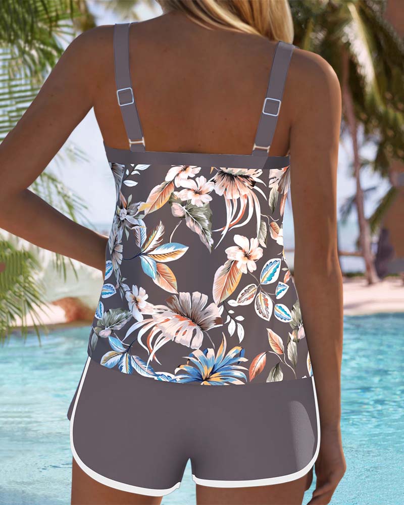 Norvielle Damen Tankini Ärmellos Bedruckt - Norvielle