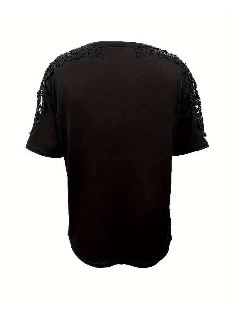 Norvielle Damen T-Shirt Rundhals Unifarben Baumwolle