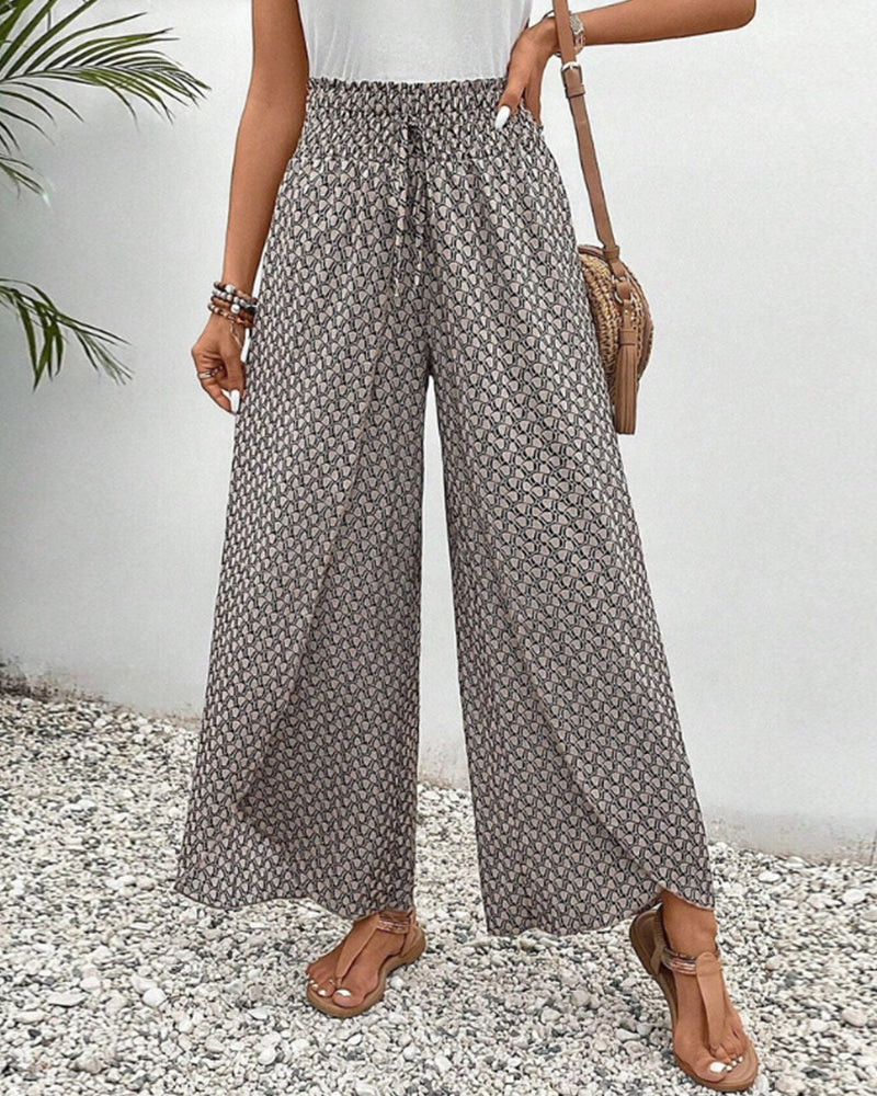Damen Sommerhose Hohe Taille Geometrisches Muster - Norvielle