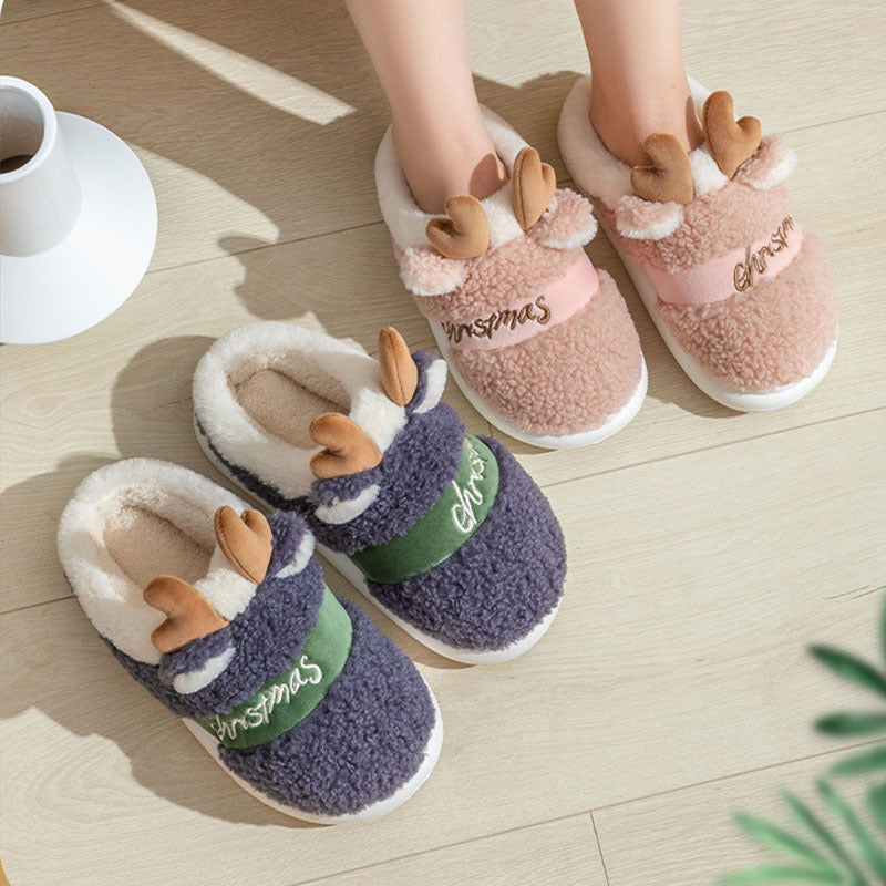 Weihnachtspantoffeln Warm Plüsch Antler für Damen Herren →