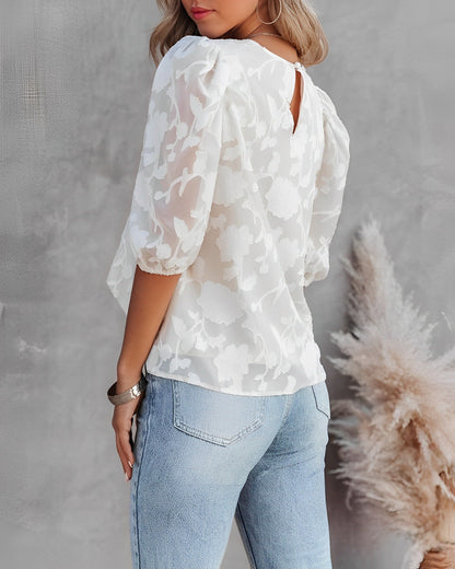 Norvielle Damen Chiffonhemd Puffärmelig