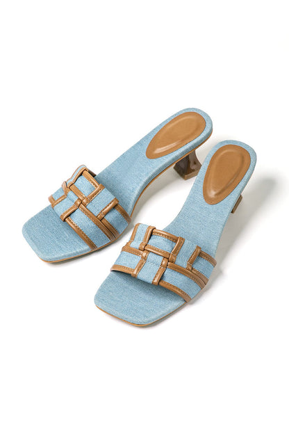 Damen Denim Mules Blockabsatz Elegantes Design - Norvielle