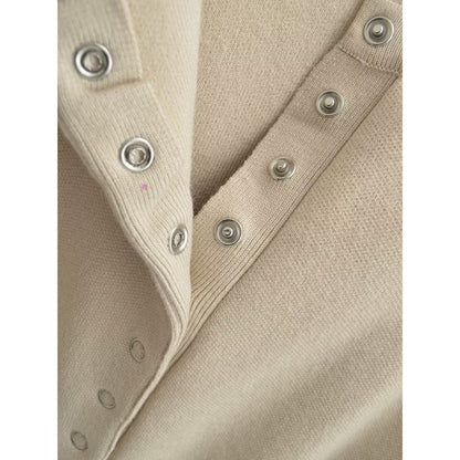 Damen Strickjacke Langärmlig Knopfleiste Beige