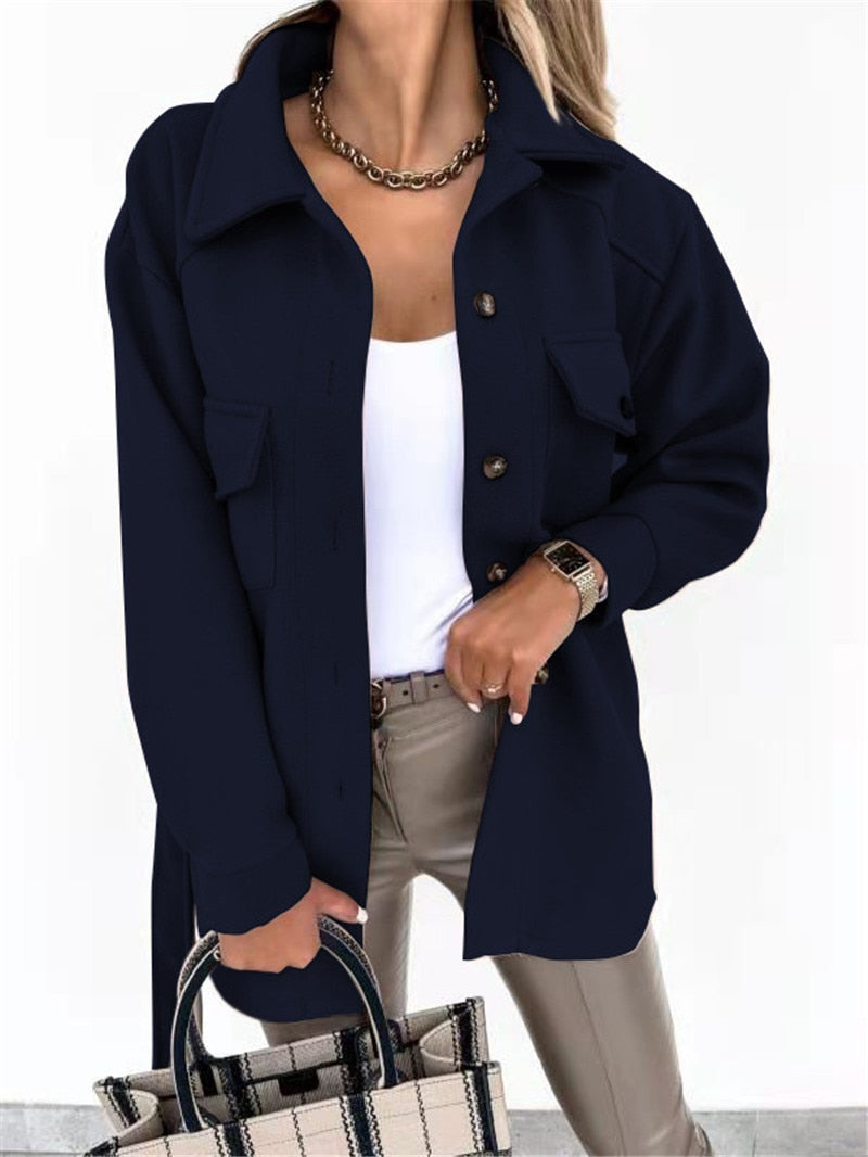 Norvielle Damen Oversized-Jacke Bequem