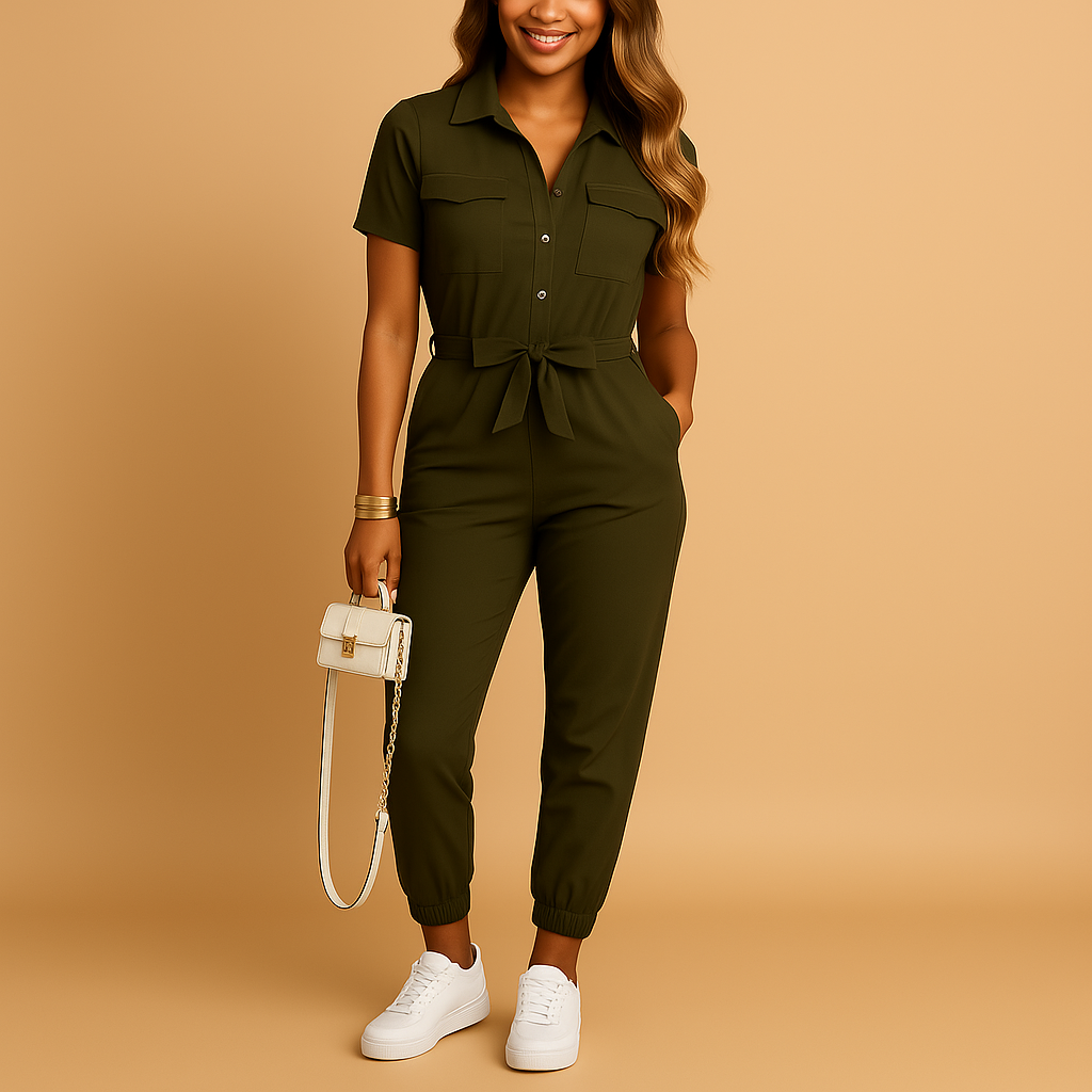 Damen Jumpsuit Einteiliges Outfit Elegant Schwarz - Norvielle