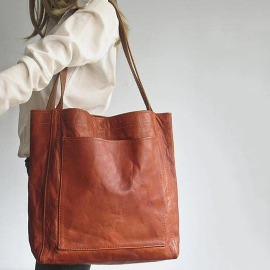 Damen Großhandtasche Tote Bag Leder Schwarz - Eveloria
