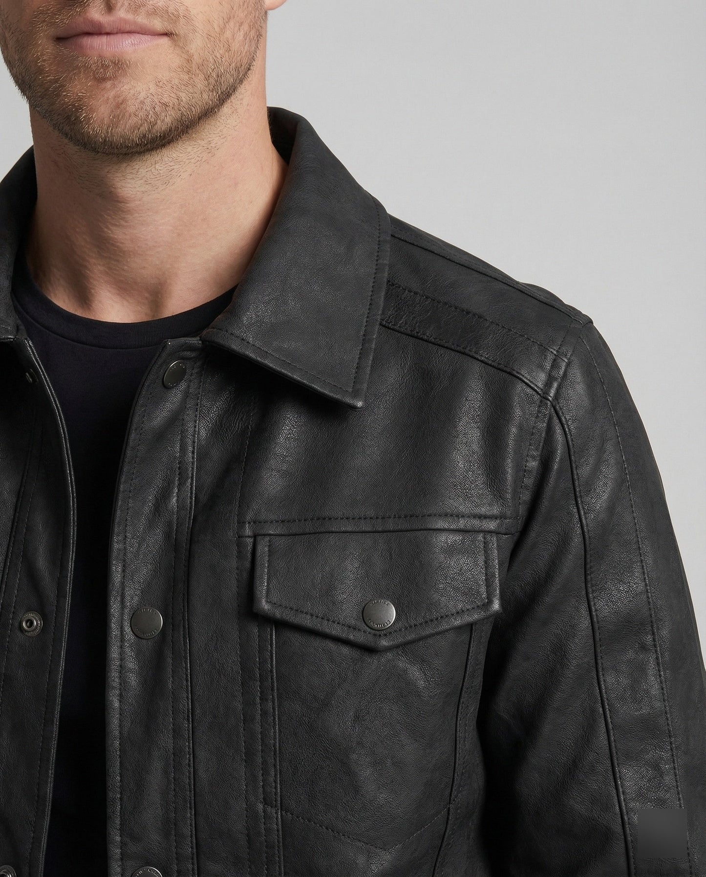 Herren Lederjacke Biker Kurzleder