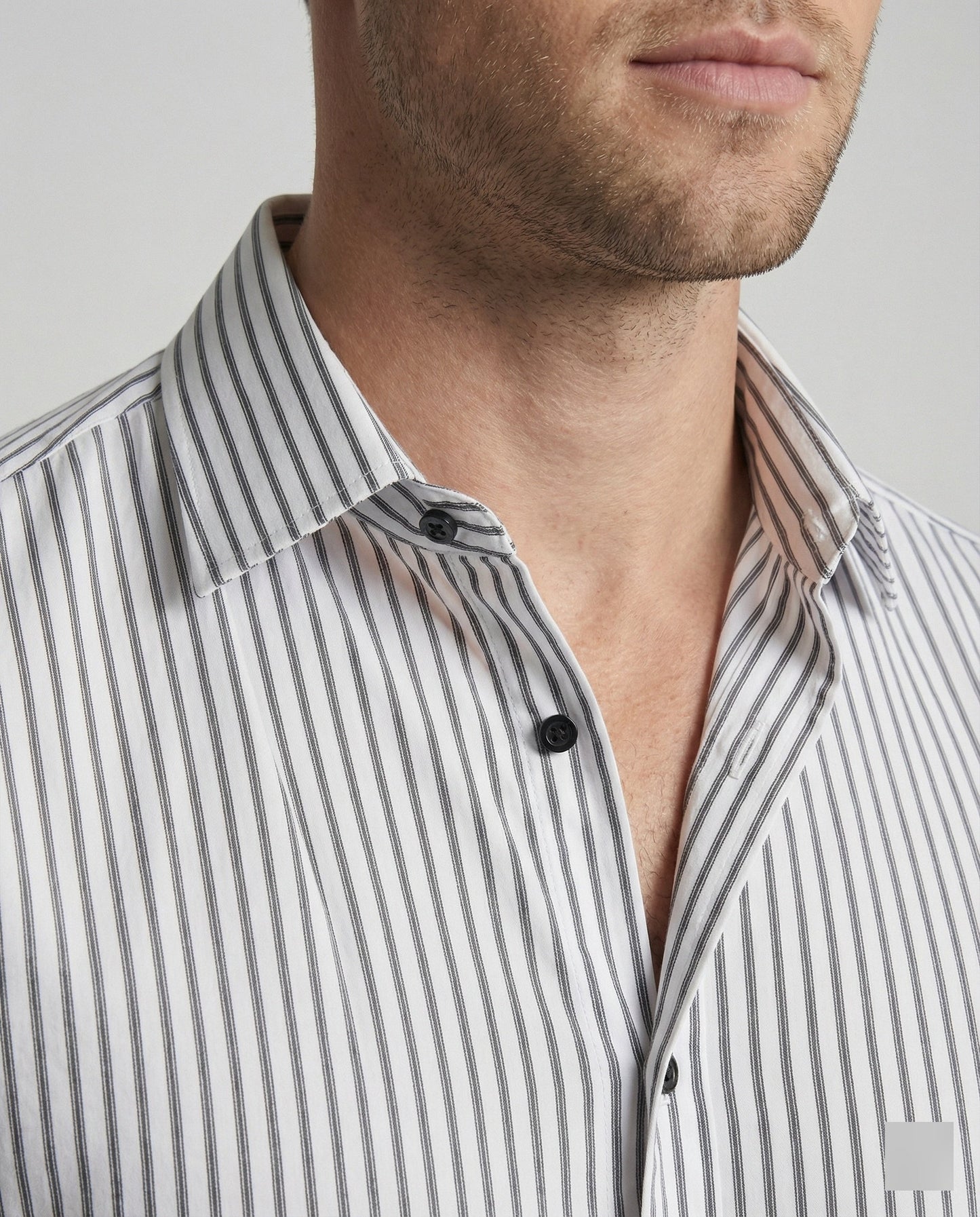 Herren Slimfit Hemd Streifen Baumwolle weiß