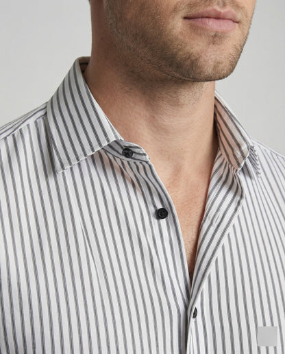 Herren Slimfit Hemd Streifen Baumwolle weiß