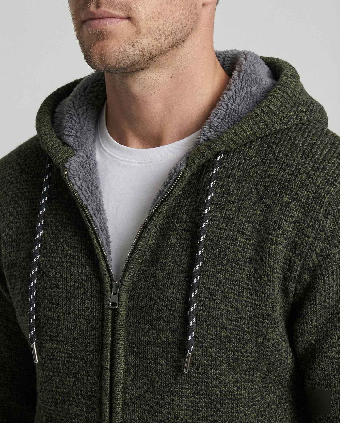 Herren Strickjacke Mit Kapuze Beige