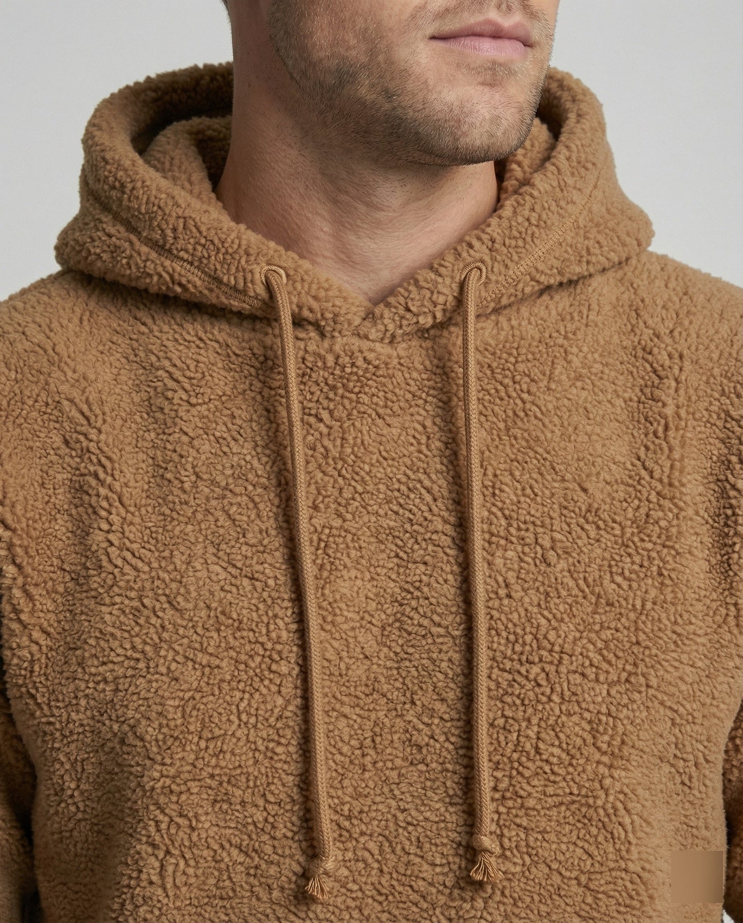 Herren Teddy Pullover Kuscheliger Baumwolle Beige