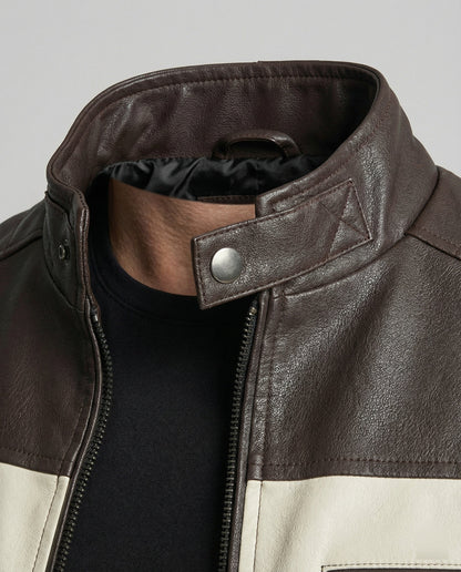 Herren Bikerjacke Kunstleder