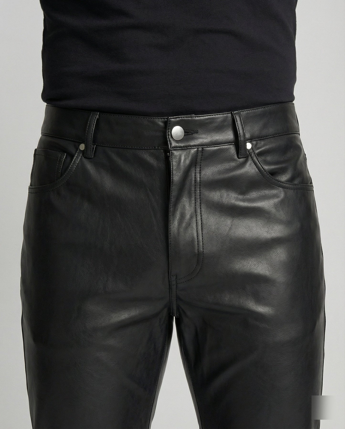 Herren Slimfit Hose Kunstleder