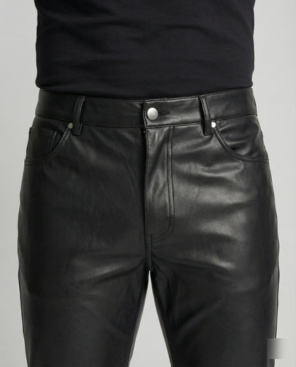 Herren Slimfit Hose Kunstleder