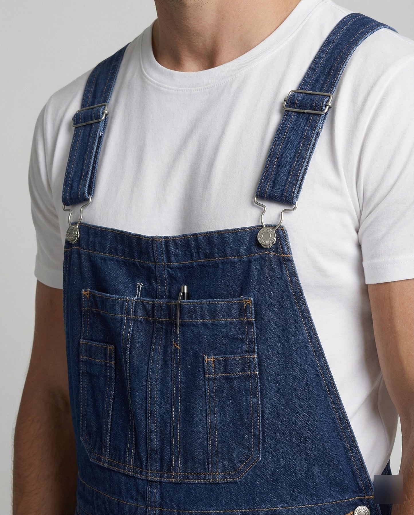 Herren Latzhose Jeans Gerades Bein
