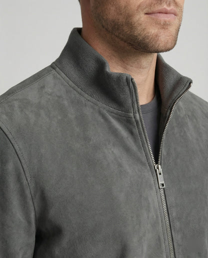 Herren Bomberjacke Lederoptik Kunstleder