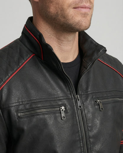 Herren Lederjacke Biker-Style mit Steppung