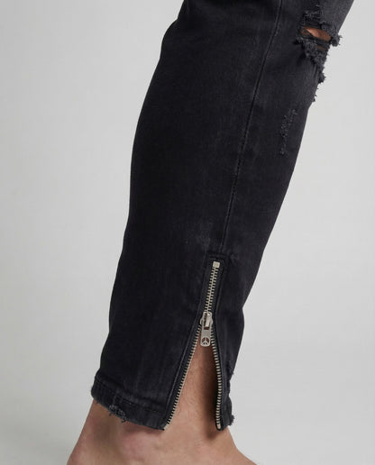Herren Skinny Jeans Risse Reißverschluss