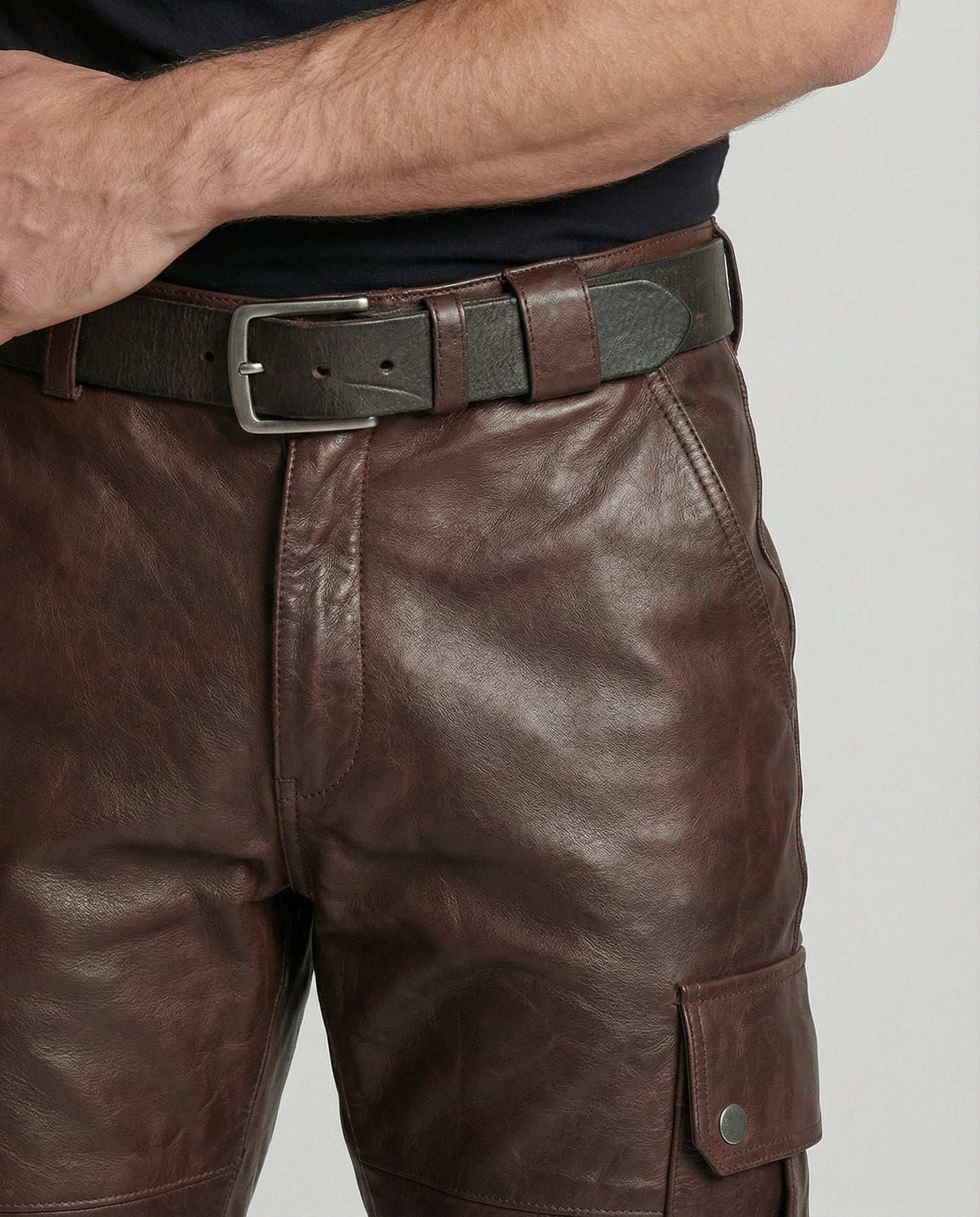 Herren Lederhose Cargo-Style mit Taschen