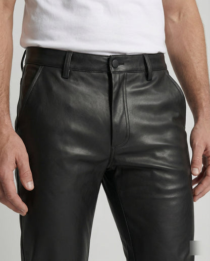 Herren Kunstlederhose Schmalgeschnitten
