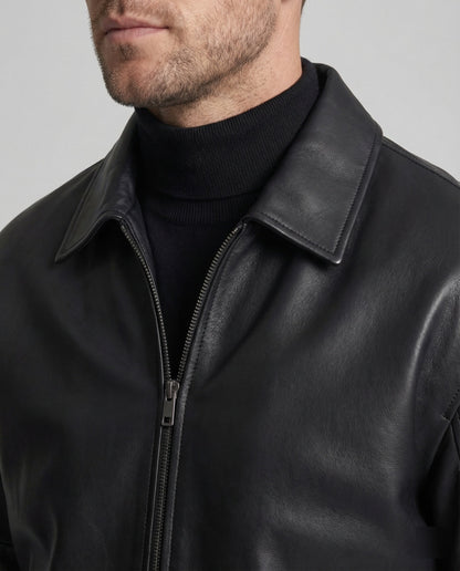 Herren Lederjacke Minimalistisches Design