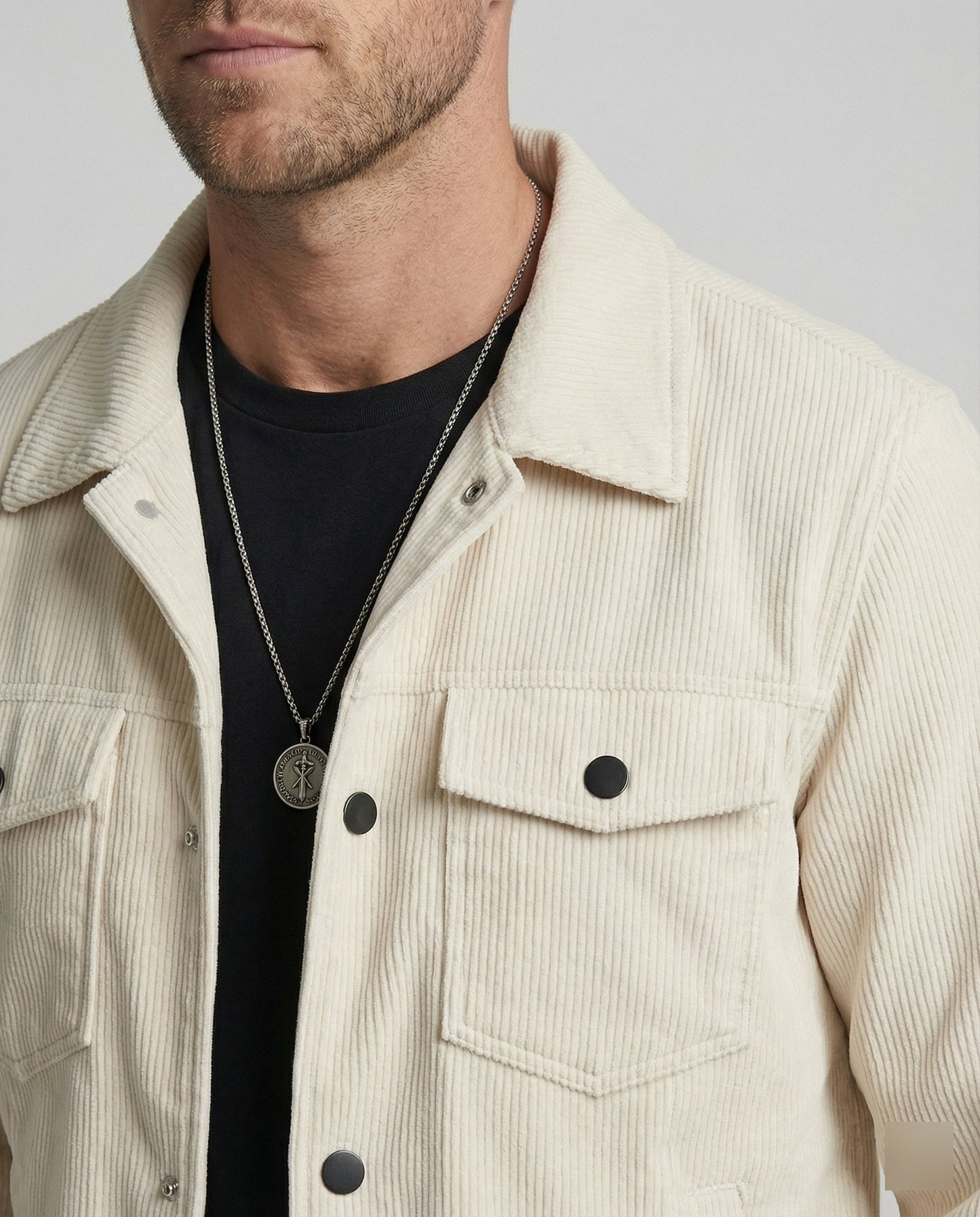 Herren Überhemdjacke Cord Mit Druckknöpfen