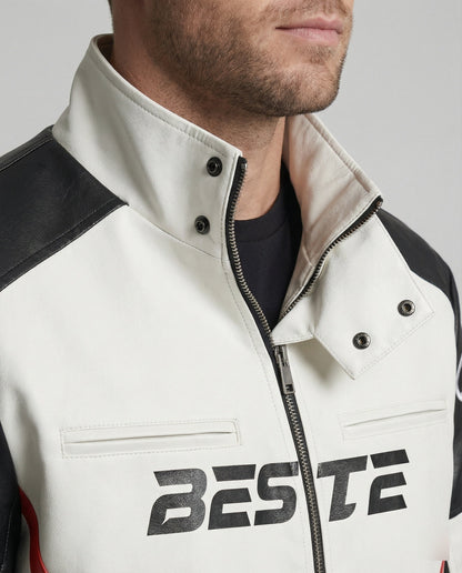Herren Lederjacke Kunstleder Rennradjacke