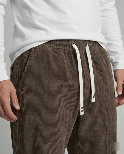 Herren Cordhose Weit Kordelzug Beige