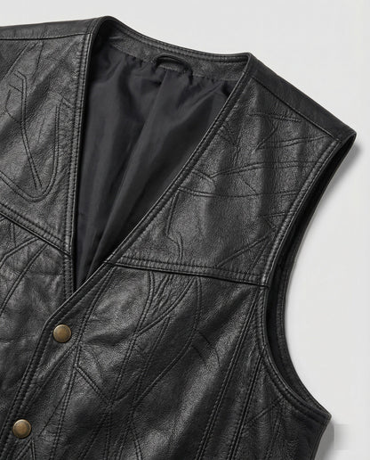 Herren Lederweste Biker Stil