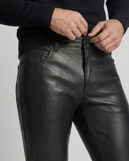 Herren Slim-Fit-Hose Kunstleder