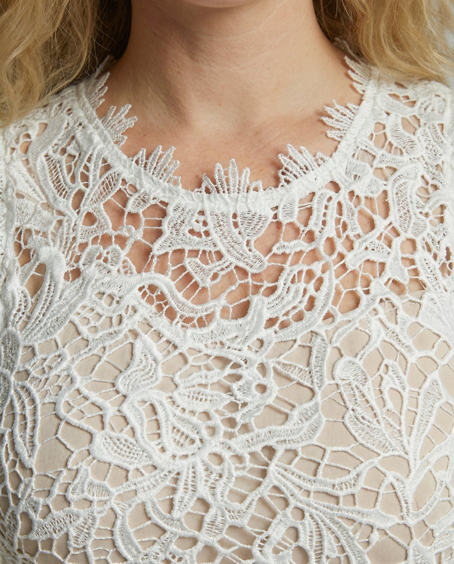 Damen Sommerkleid Spitze Elegant Weiß
