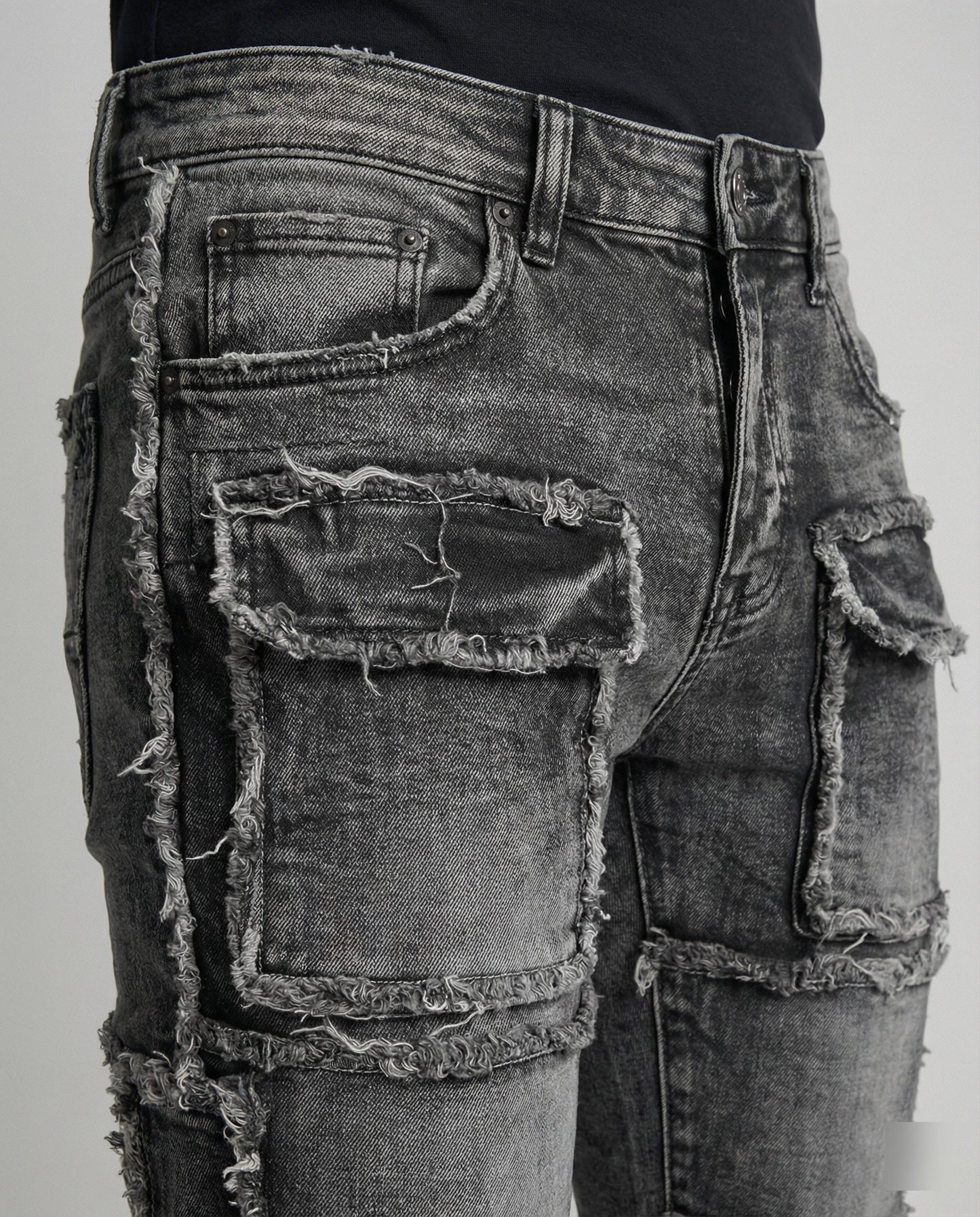 Herren Slimfit Jeans Cargotaschen