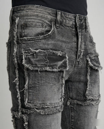 Herren Slimfit Jeans Cargotaschen