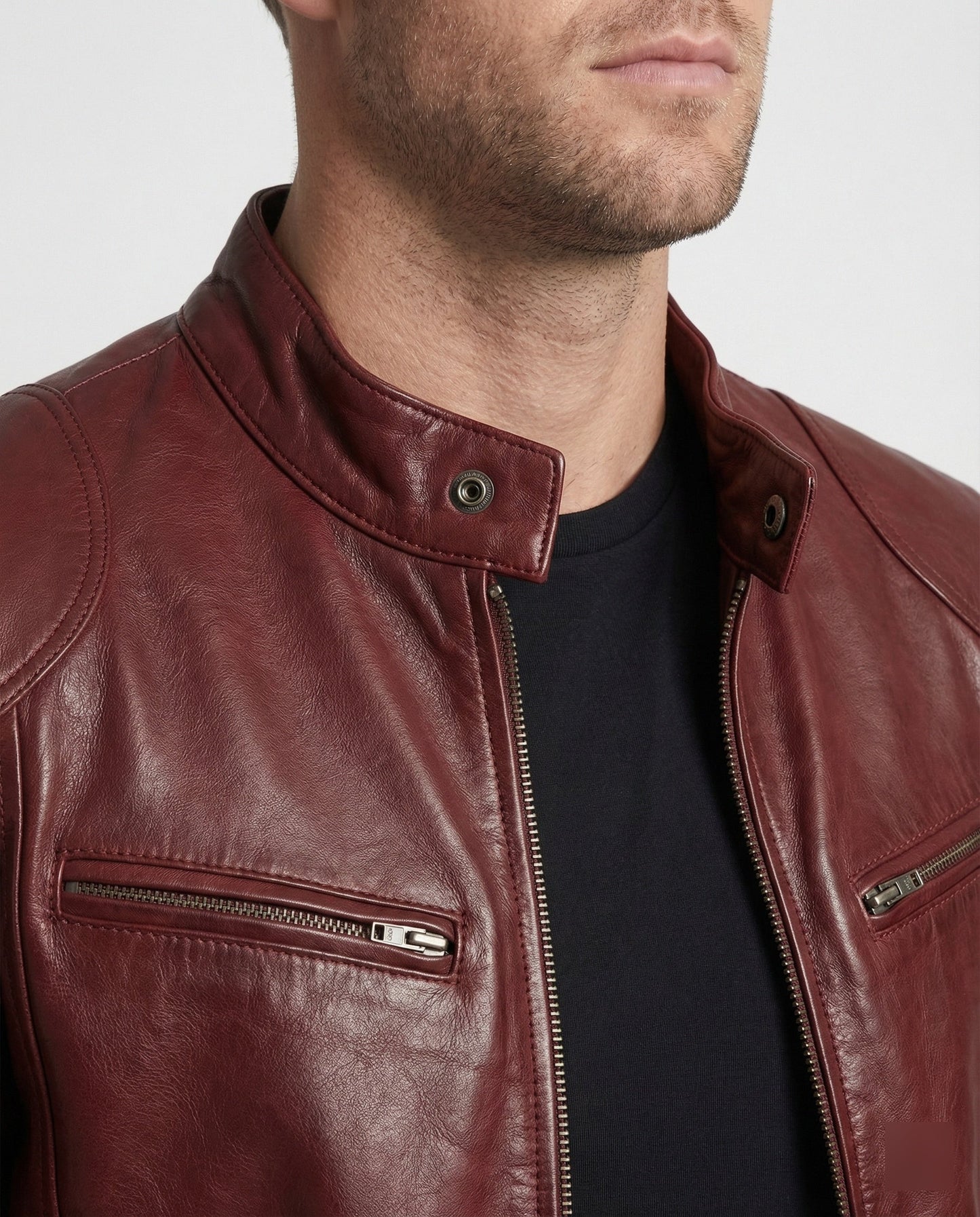 Herren Lederblouson Motorrad Ledermantel